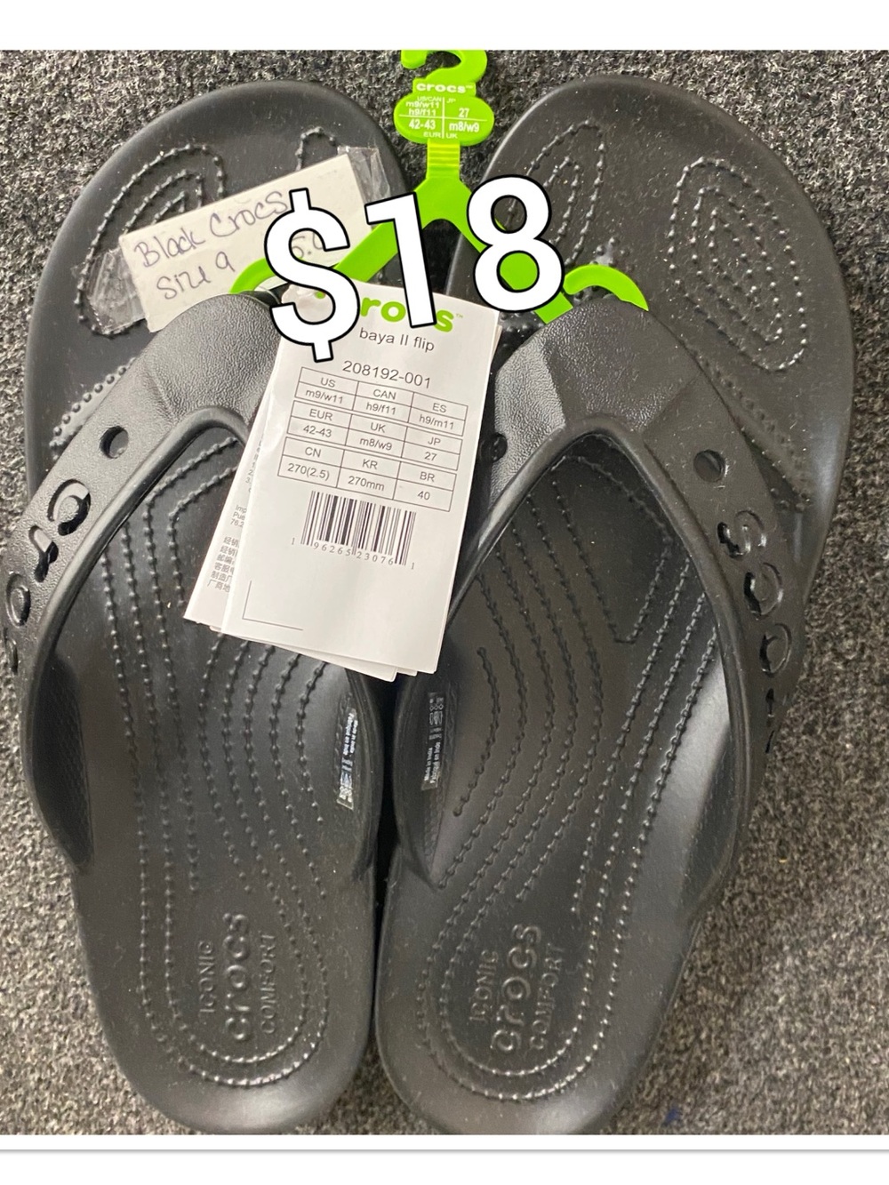 CROCS Black Baya II Flip Sandals